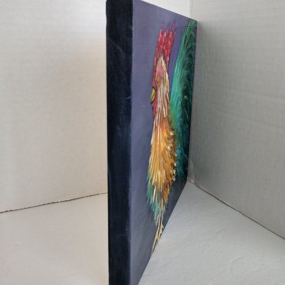 Handmade Painting Of A Rooster On 8x8 Wooden Square Canvas Hand Painted Chicken - Picture 9 of 16